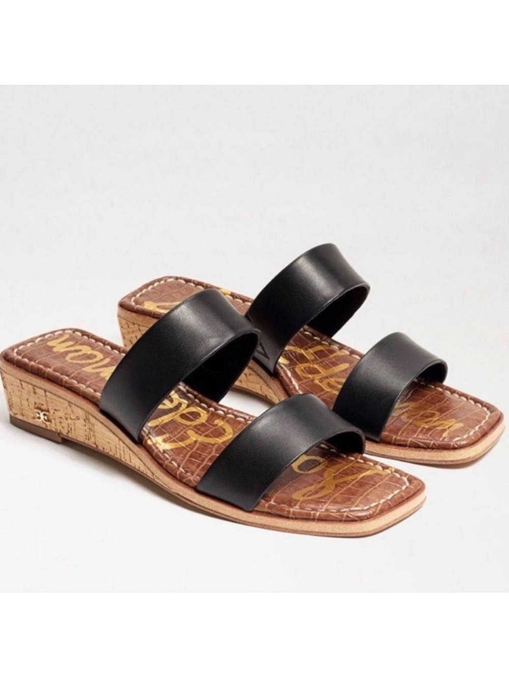Sam Edelman Vena Cork Wedge Double Strap Square Toe Sandal Size 9